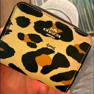 Leopard Compartment Coach Zip Wallet